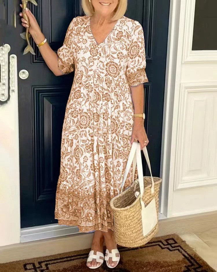 Candice | Elegant floral dress with a V-neck