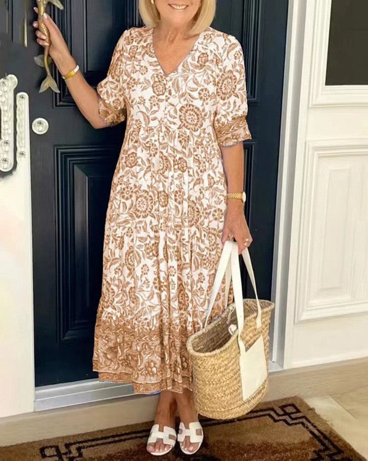 Candice | Elegant floral dress with a V-neck