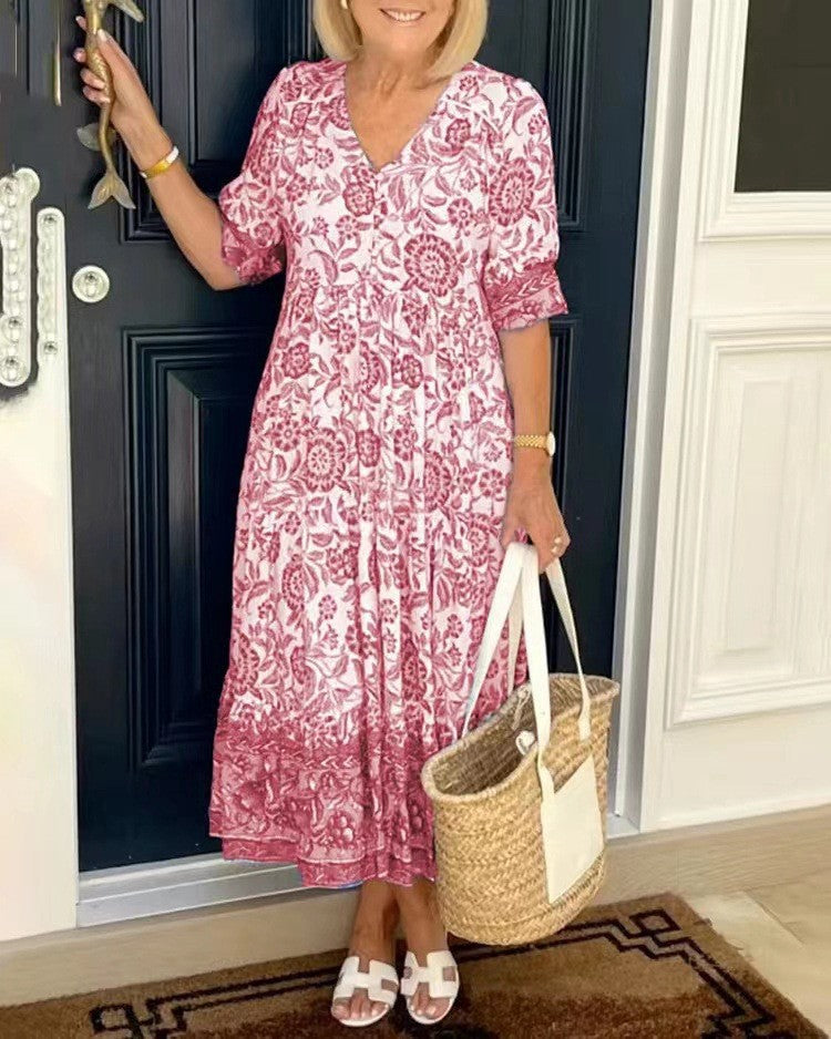 Candice | Elegant floral dress with a V-neck