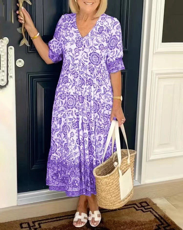 Candice | Elegant floral dress with a V-neck