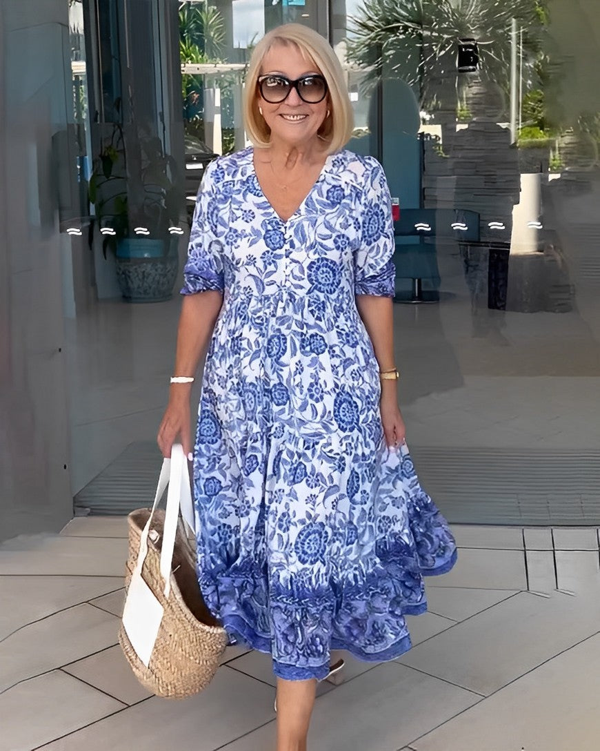 Candice | Elegant floral dress with a V-neck